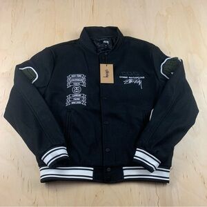 Stussy Black Varsity Jacket with White Accents